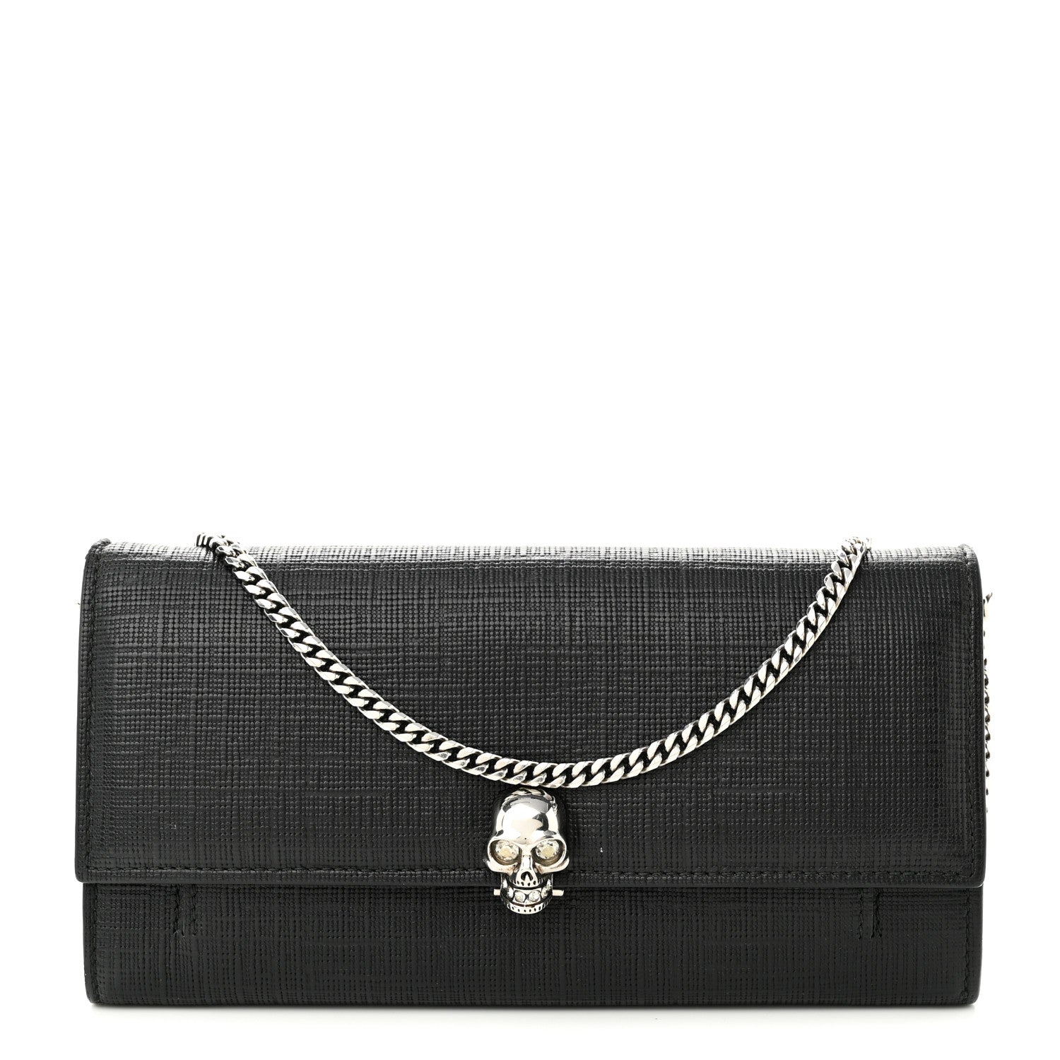 Alexander McQueen Calfskin Skull Wallet on Chain Black 1 of 9