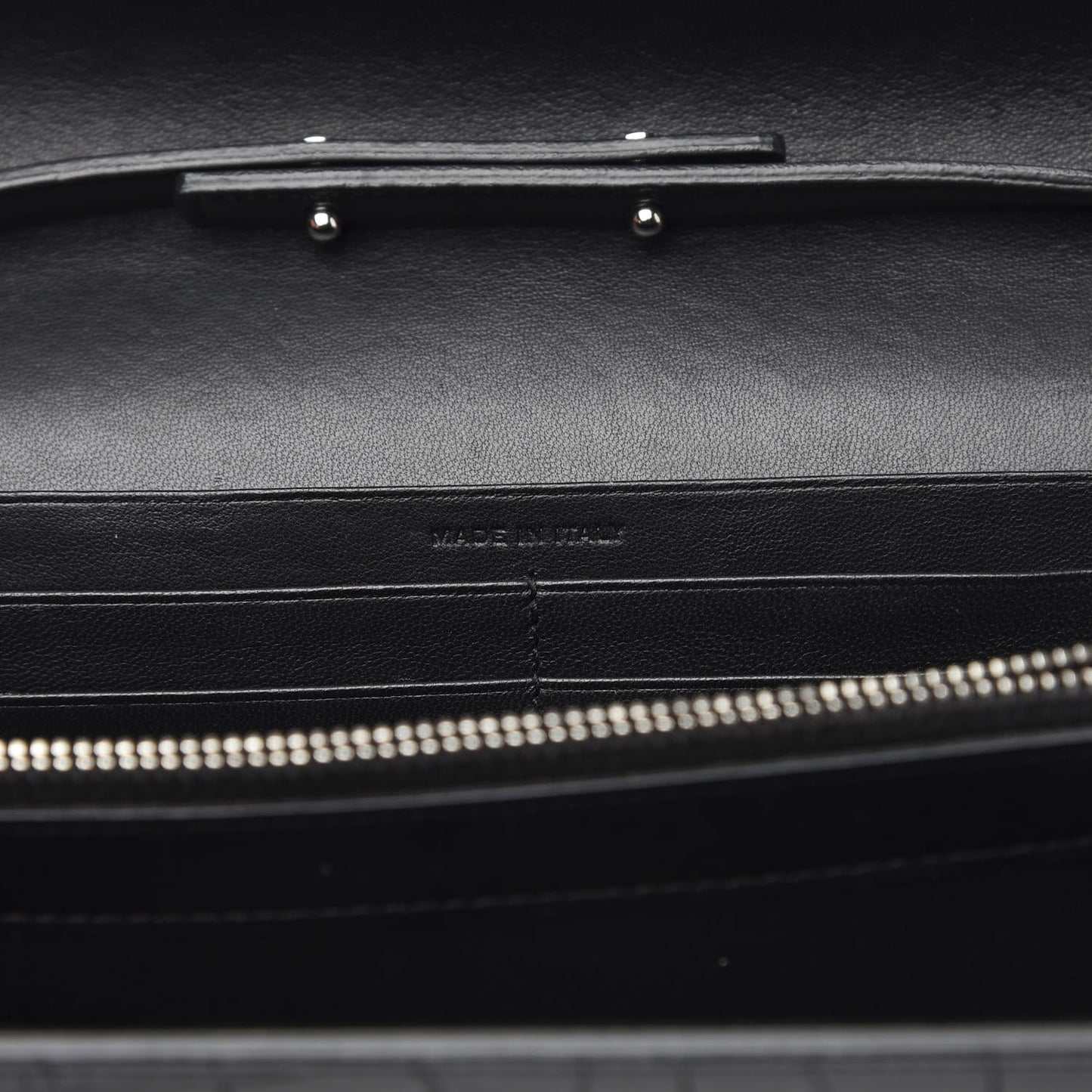 Crocodile Embossed Calfskin Monogram Chain Wallet Black