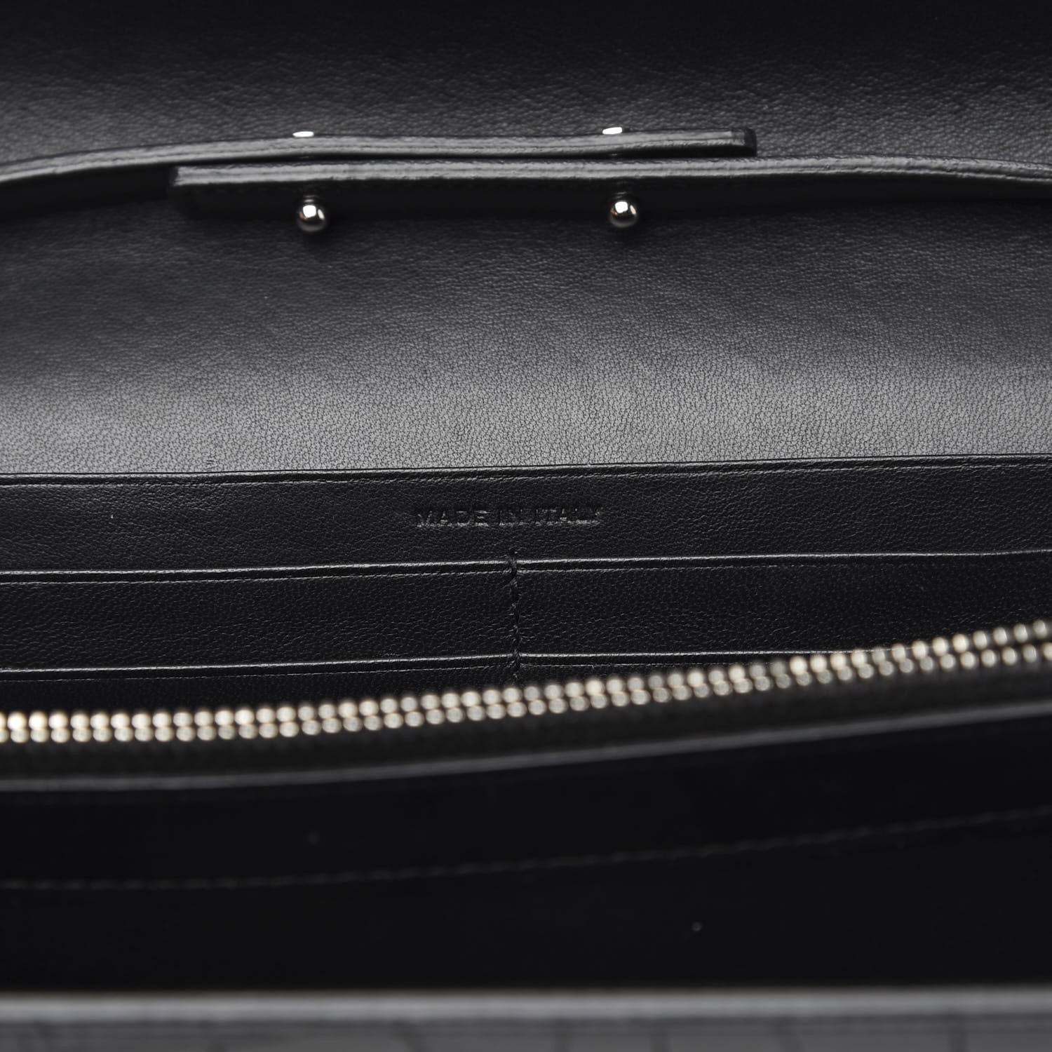 Saint Laurent Crocodile Embossed Calfskin Monogram Chain Wallet Black 7 of 9