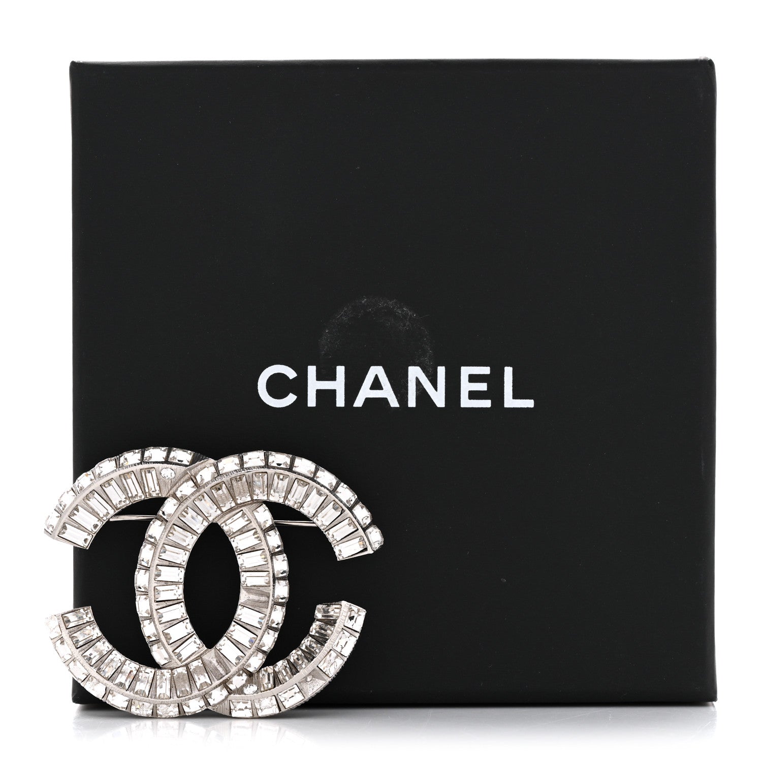 Chanel Baguette Crystal CC Brooch Silver 4 of 4