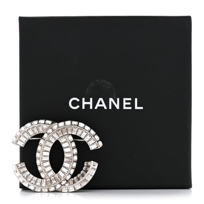 Chanel Baguette Crystal CC Brooch Silver 4 of 4