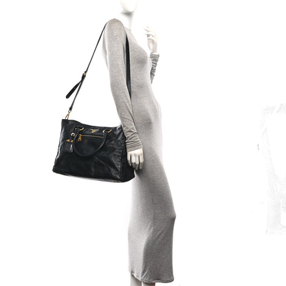 Prada Soft Calf Shopping Tote Black 2 of 10