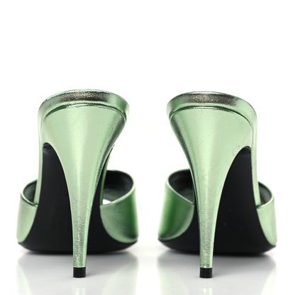 Saint Laurent Metallic Nappa La 16 Mule Sandals 37 Green 6 of 10