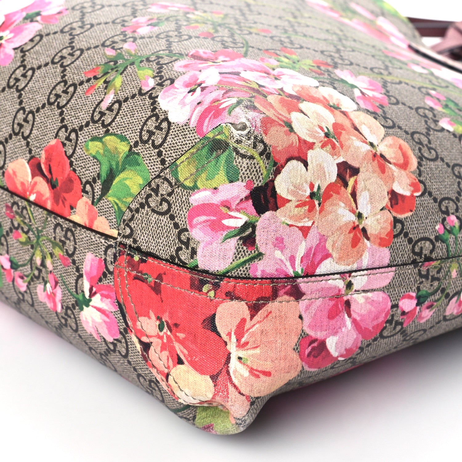 Gucci GG Supreme Monogram Blooms Large Reversible Tote Beige Multicolor Dry Rose 10 of 11