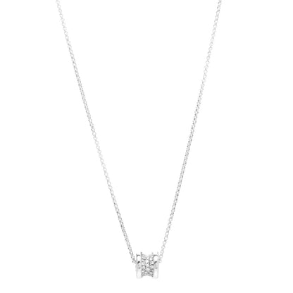 Bulgari 18K White Gold Diamond Small B.Zero1 Pave Pendant Necklace 1 of 5
