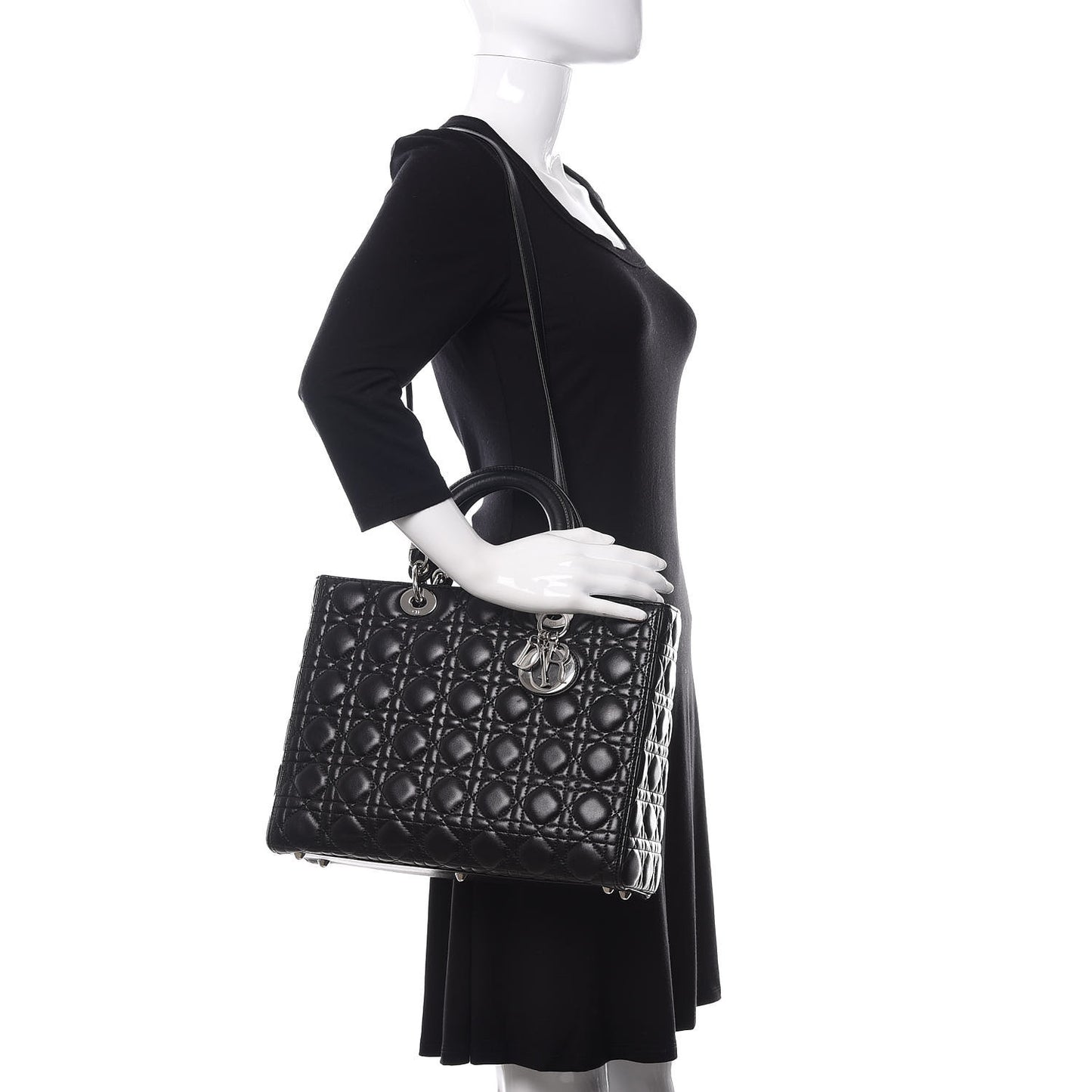 Lambskin Cannage Large Lady Dior Black