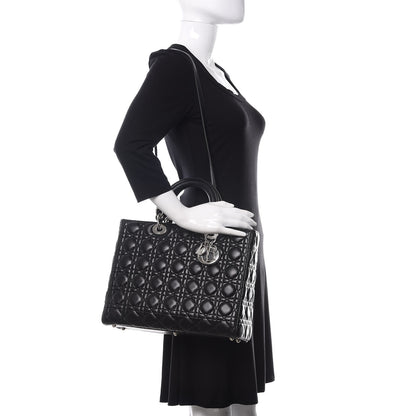Christian Dior Lambskin Cannage Large Lady Dior Black 2 of 11