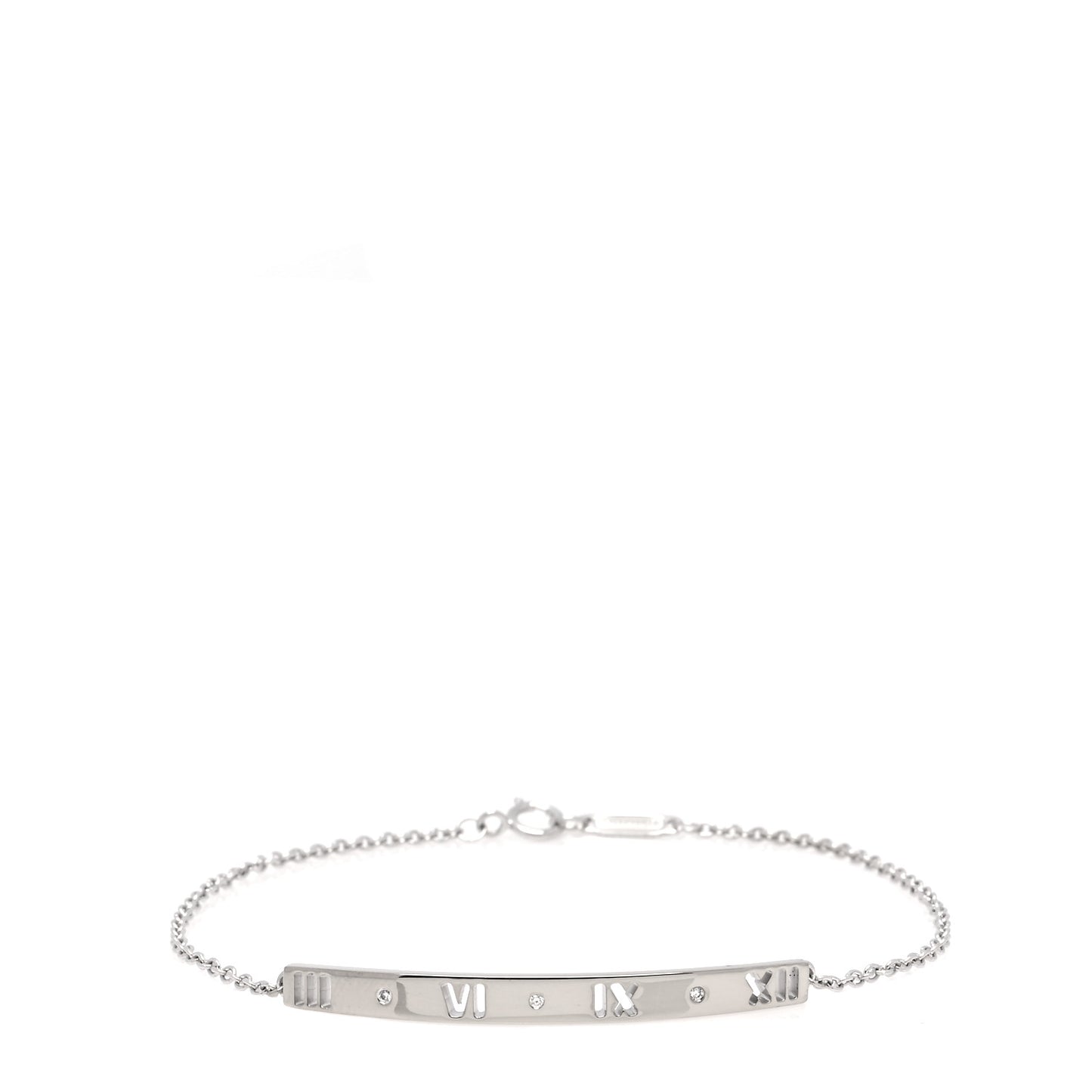 18K White Gold Diamond Atlas Bar Pierced Bracelet