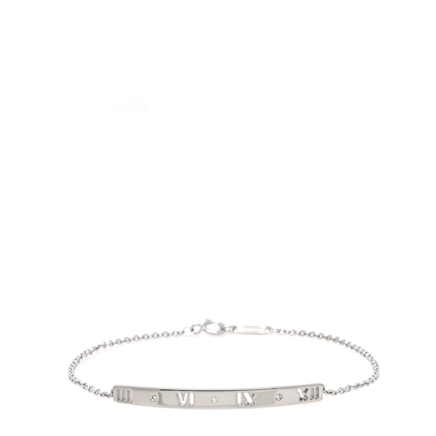 Tiffany 18K White Gold Diamond Atlas Bar Pierced Bracelet 1 of 6