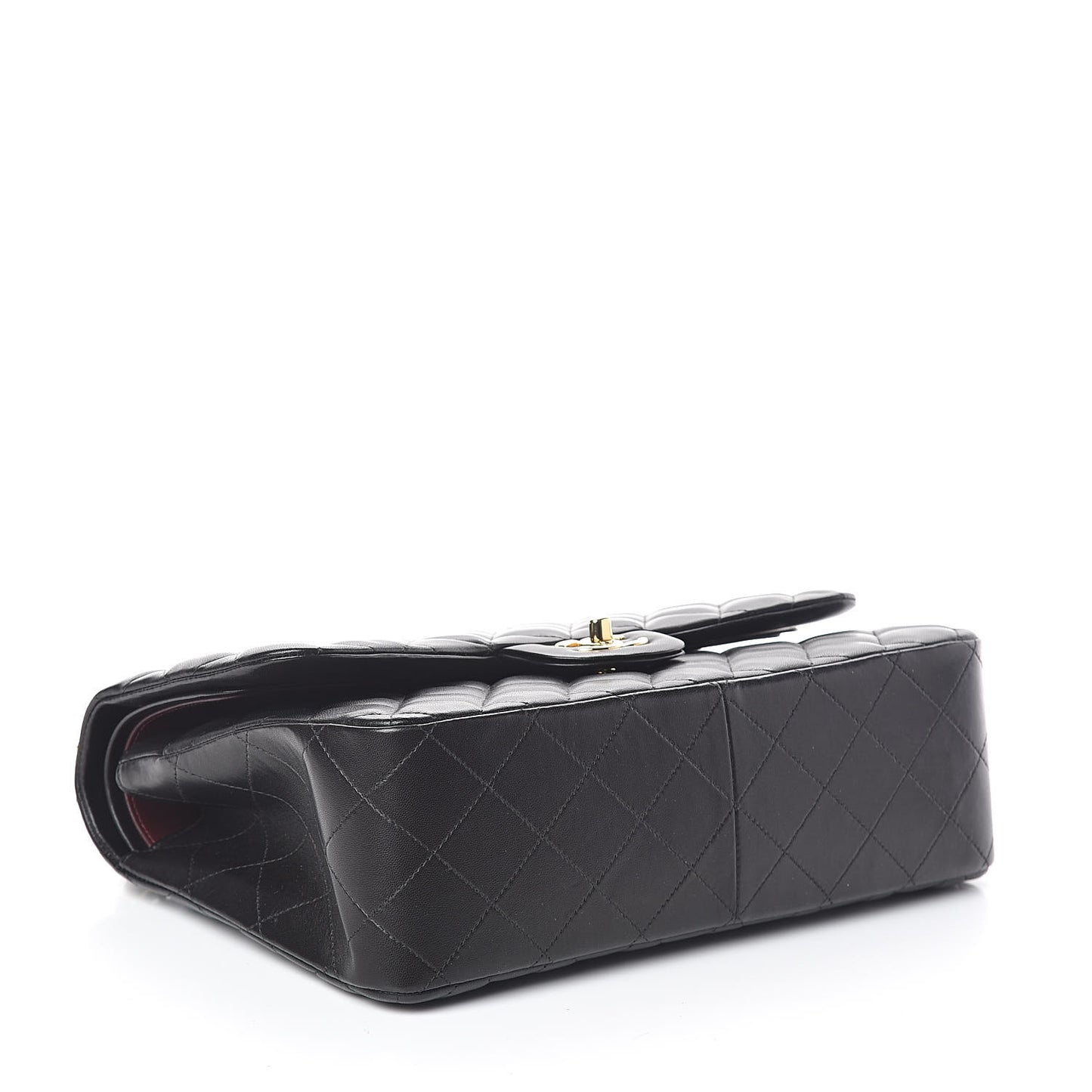 Lambskin Quilted Jumbo Double Flap Black
