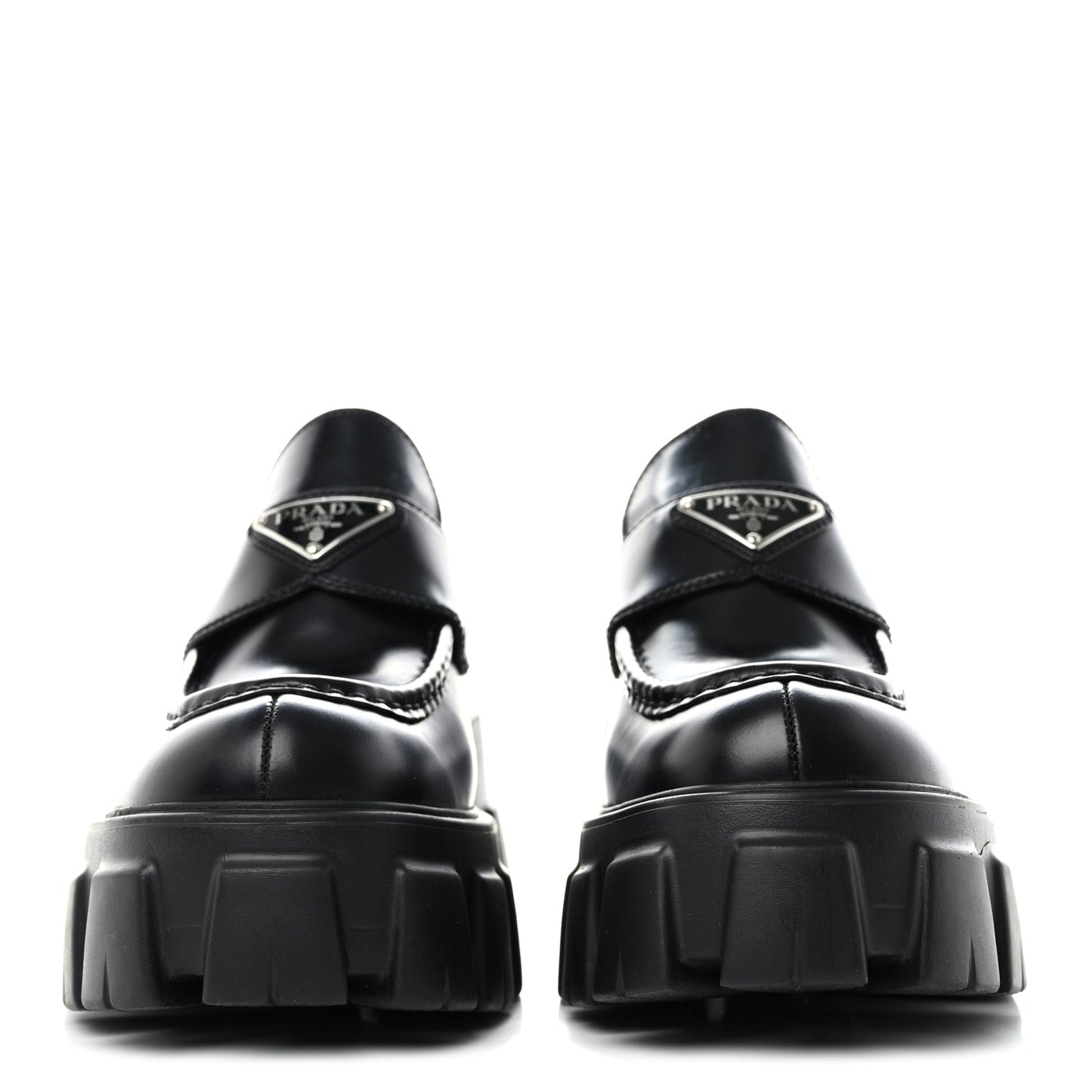 Spazzolato Rois Metal Triangle Logo Monolith 55mm Loafers 38 Black