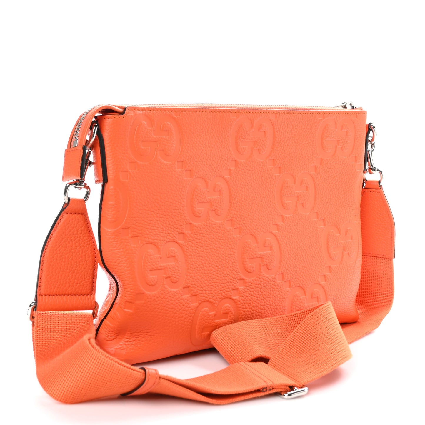 Piuma Calfskin Jumbo GG Embossed Medium Wristlet Messenger Bag Orange