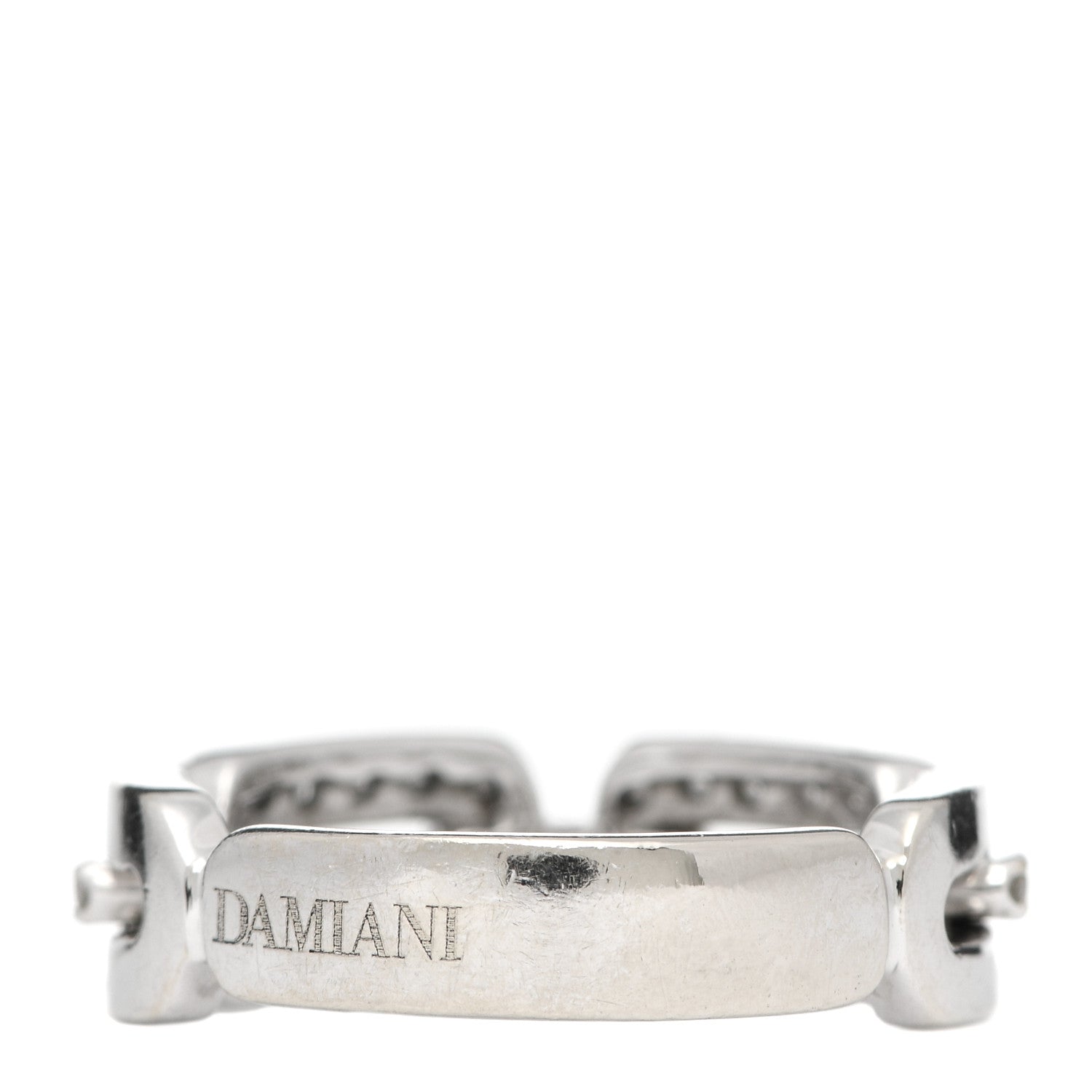 Damiani 18K White Gold Diamond Segnaletici Link Band Ring 54 7 3 of 5