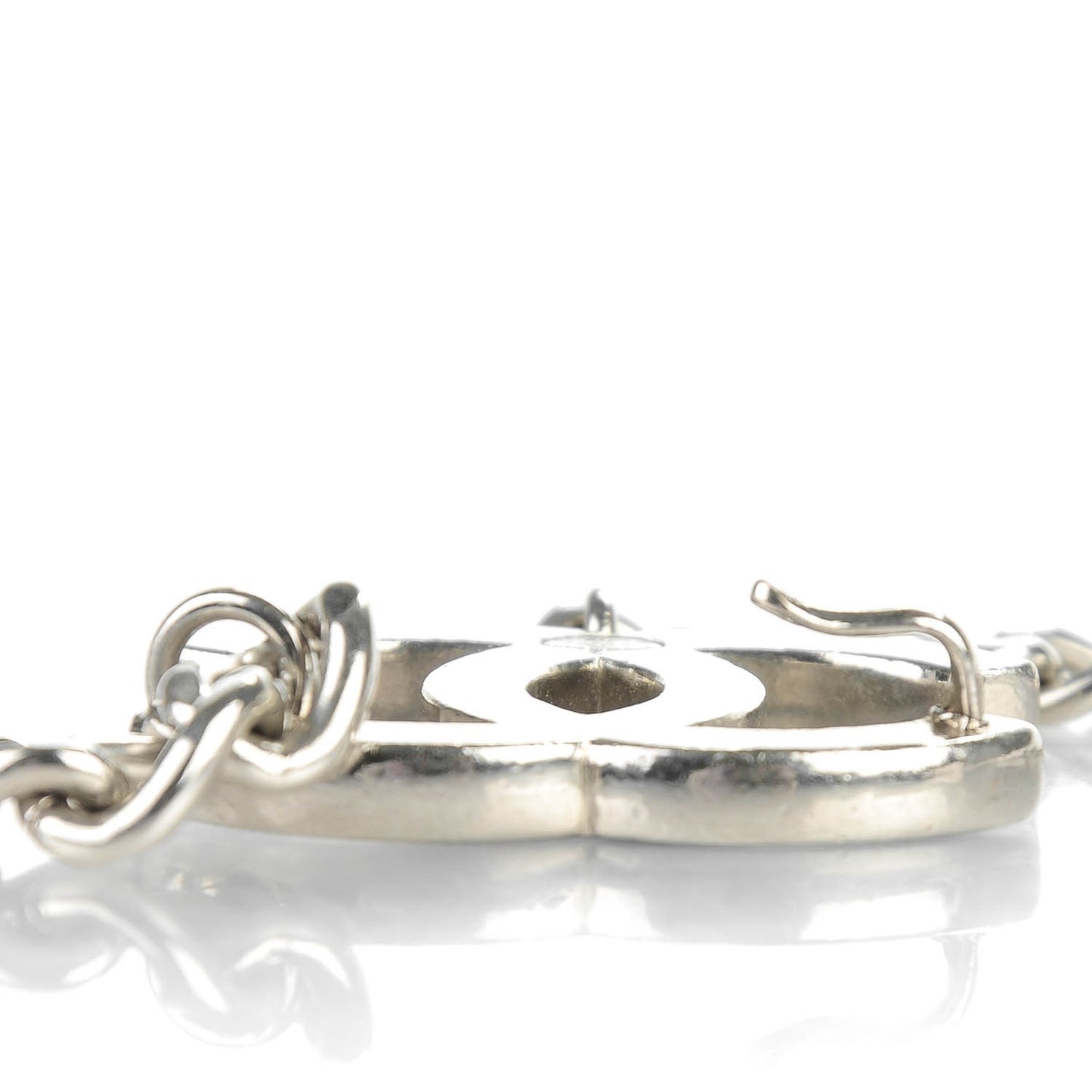 Enamel CC Chain Belt Silver Black