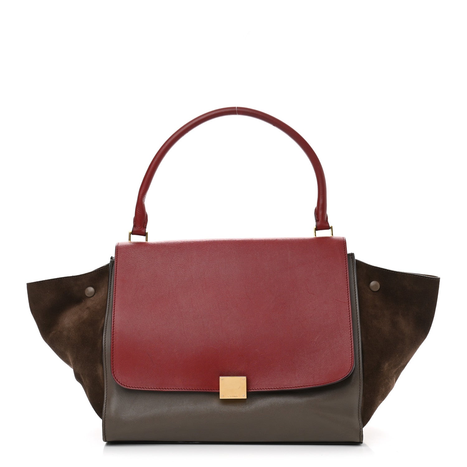 Celine Smooth Calfskin Suede Large Tri-Color Trapeze Taupe 1 of 17