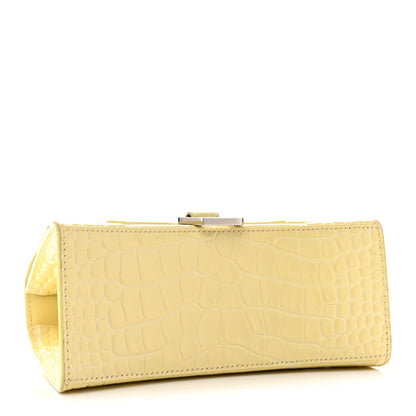 Balenciaga Calfskin Crocodile Embossed Small Hourglass Top Handle Bag Pale Yellow 4 of 14