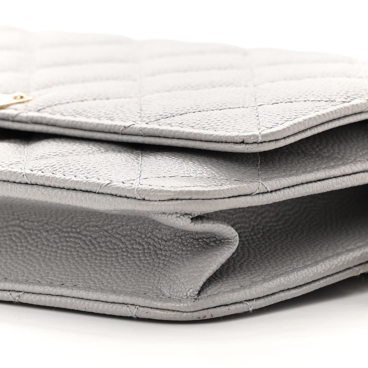 Caviar Quilted Golden Class Wallet On Chain WOC Gray