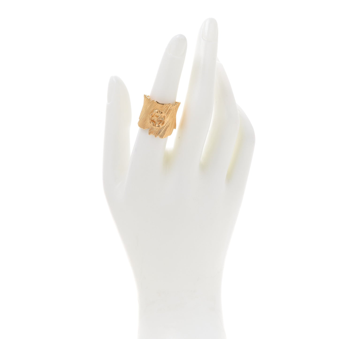 Textured Metal Interlocking G Ring S Gold