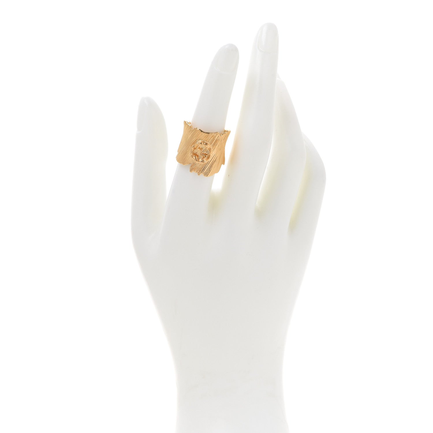 Gucci Textured Metal Interlocking G Ring S Gold 2 of 5