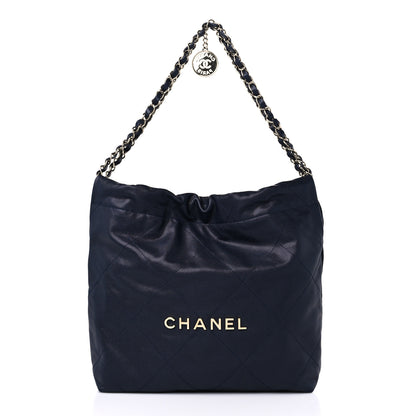 Chanel Shiny Caviar Quilted Small Chanel 22 Dark Blue 2 of 10