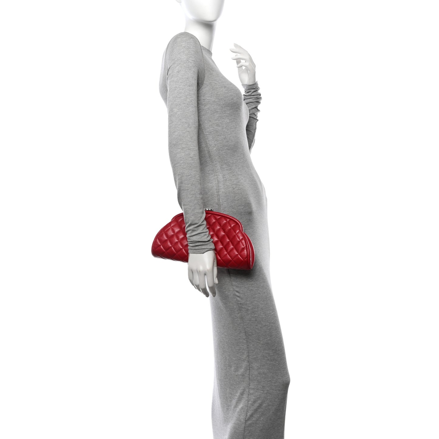 Caviar Quilted Timeless Clutch Red