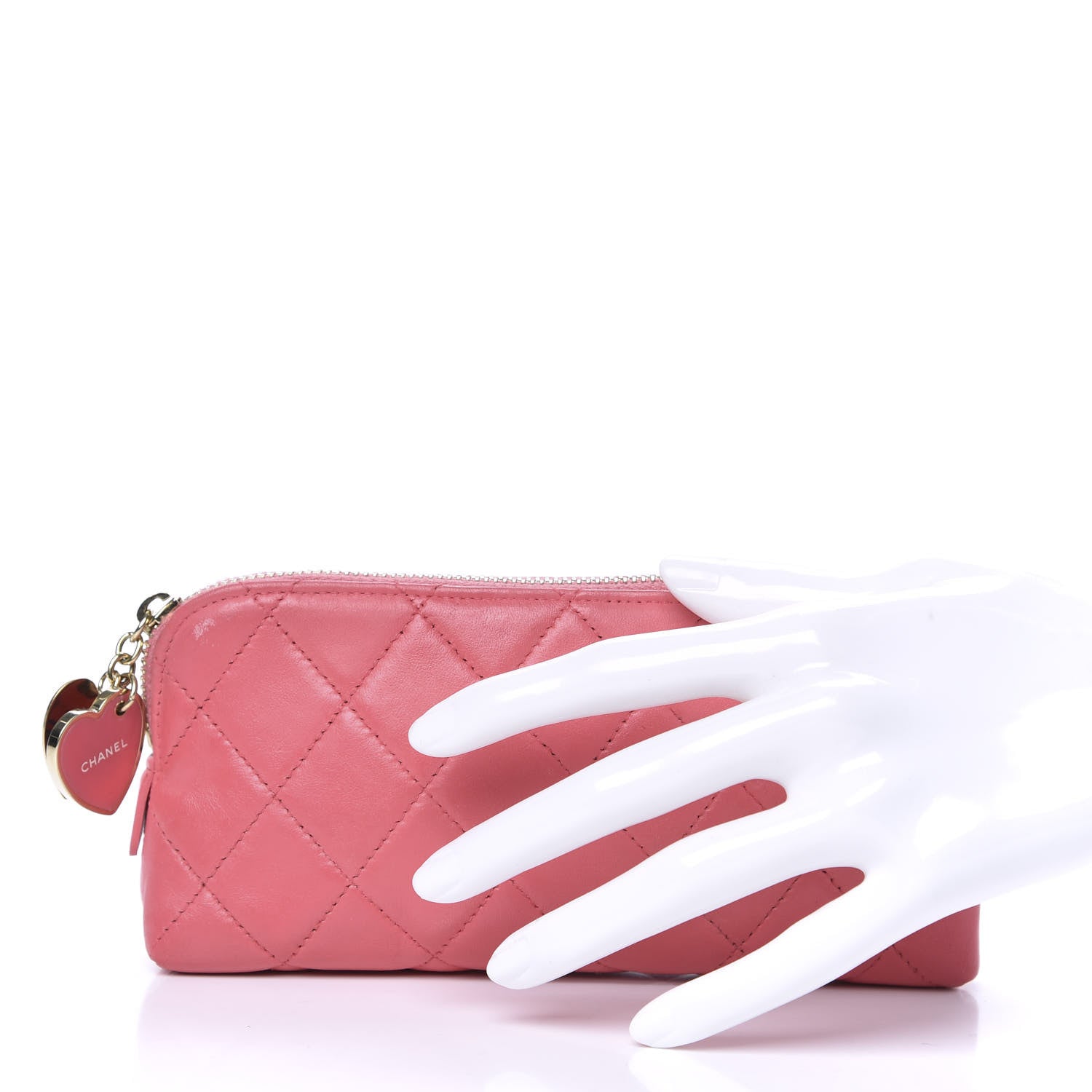 Chanel Lambskin Quilted Valentine Charms Small Cosmetic Pouch Pink 2 of 11