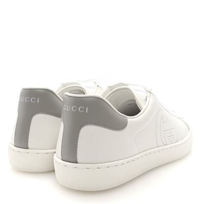Gucci Calfskin Interlocking G Perforated Mens Ace Sneakers 8 White Grey Sky 4 of 9