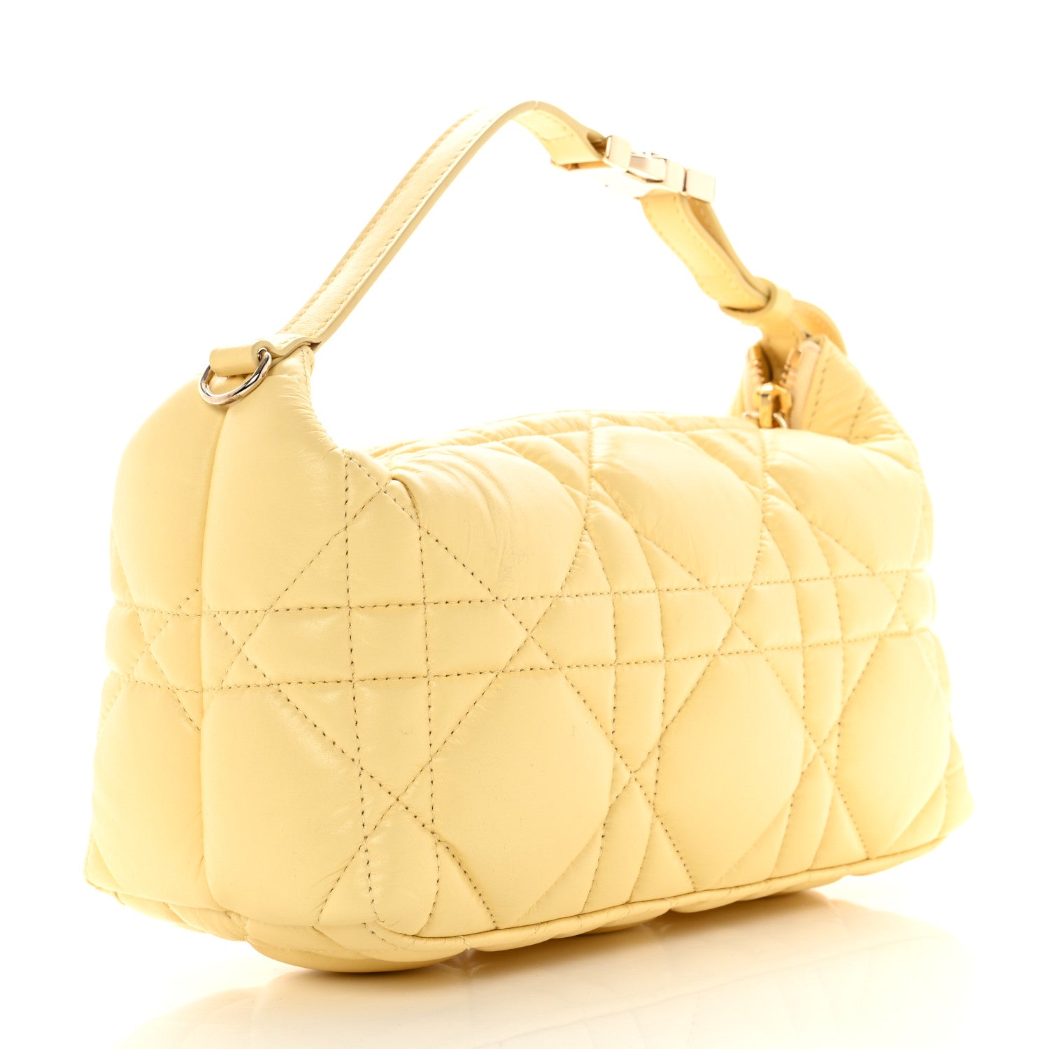 Christian Dior Calfskin Macrocannage Medium Diortravel Nomad Pouch Pale Yellow 3 of 8