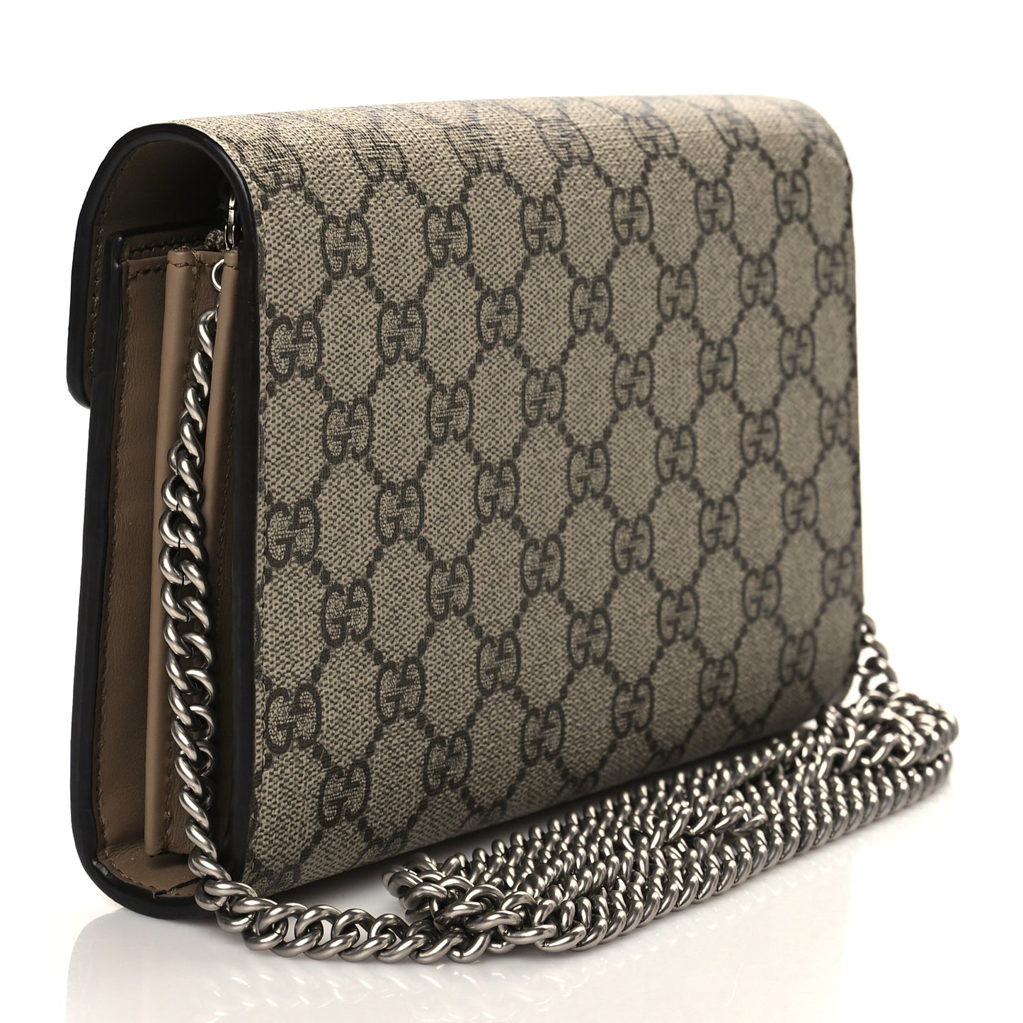 GG Supreme Monogram Mini Dionysus Chain Wallet Beige Taupe