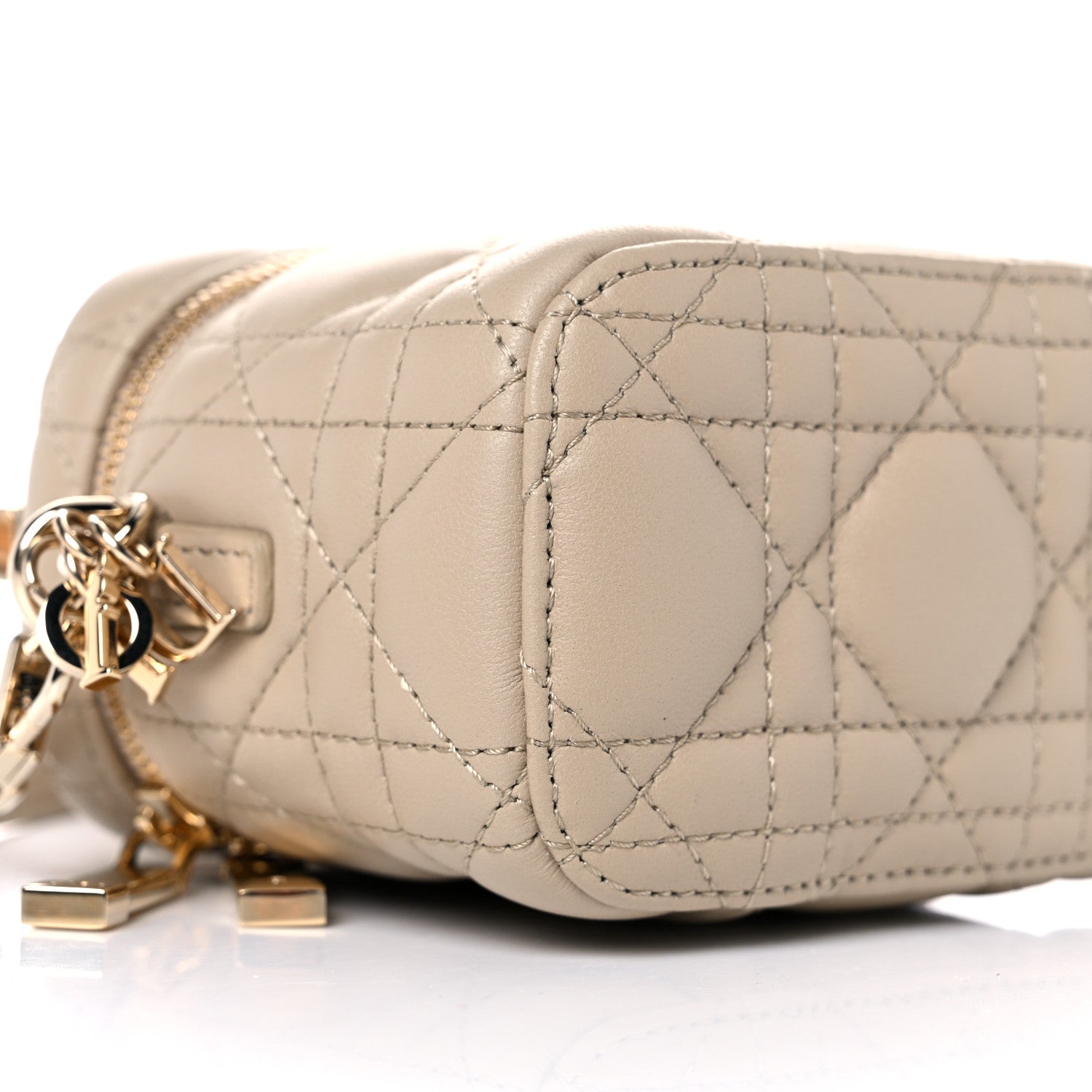 Christian Dior Lambskin Cannage Micro Lady Dior Vanity Case Beige 7 of 9