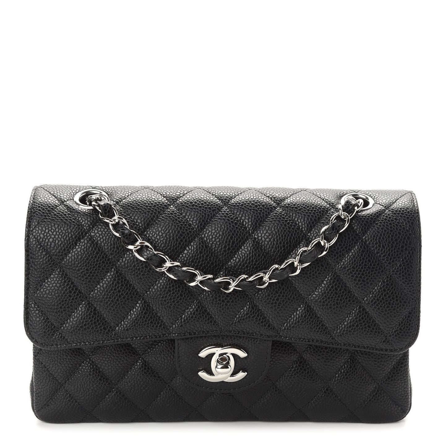 Caviar Quilted Small Double Flap Black