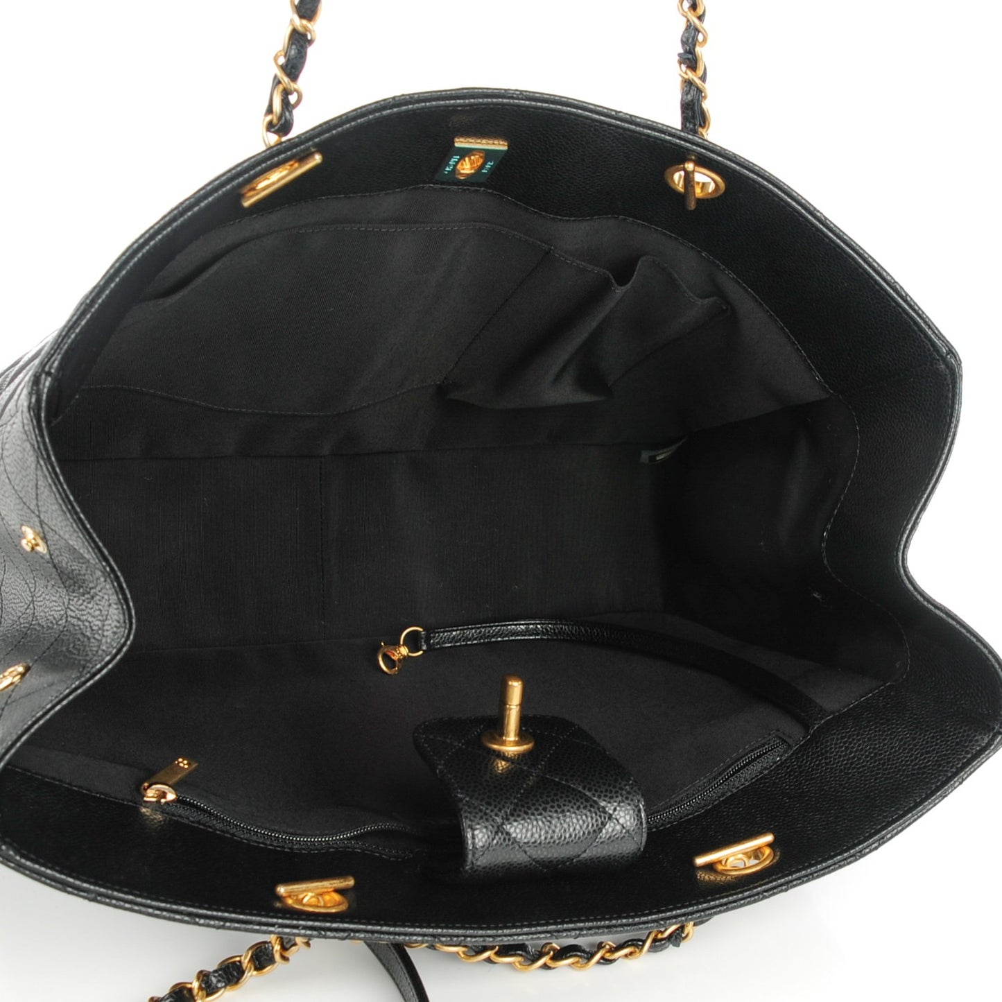 Caviar Quilted Shopping Tote Black