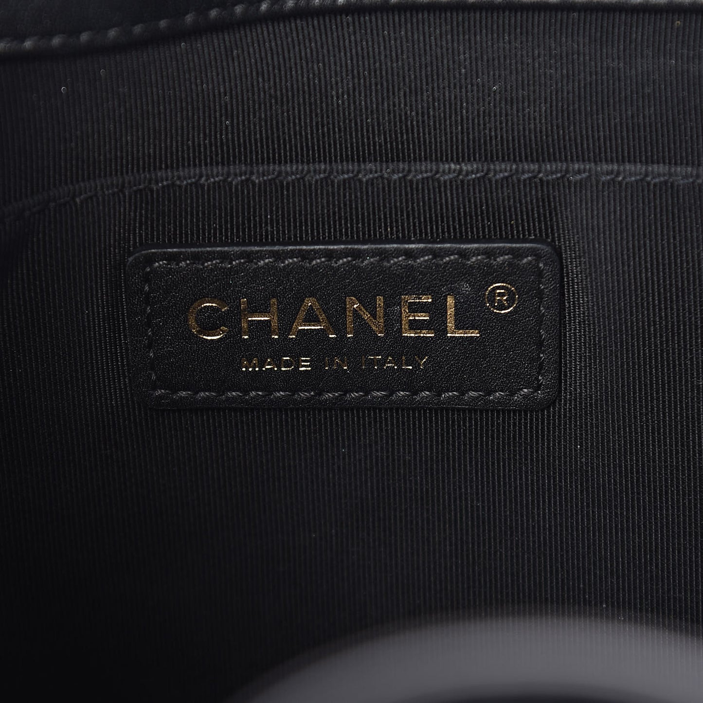Calfskin Stitched Drawstring Bag Black