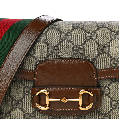 Gucci GG Supreme Monogram Web Mini Horsebit 1955 Shoulder Bag Beige Brown Sugar 12 of 13