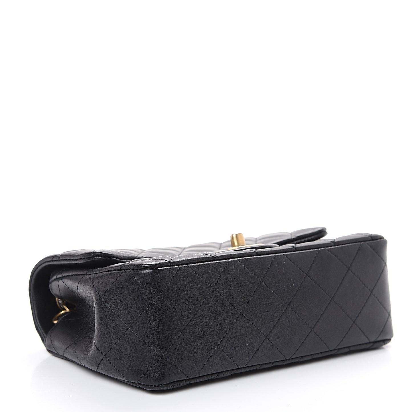 Lambskin Quilted Mini Rectangular Flap Black