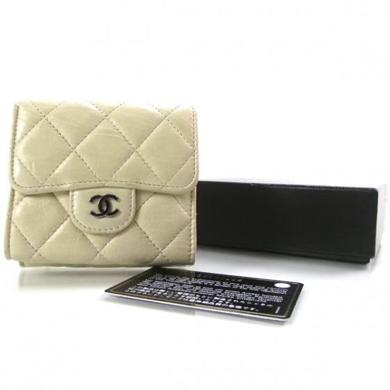 Chanel Lambskin Quilted Bi-Fold Wallet Beige Clair 2 of 9