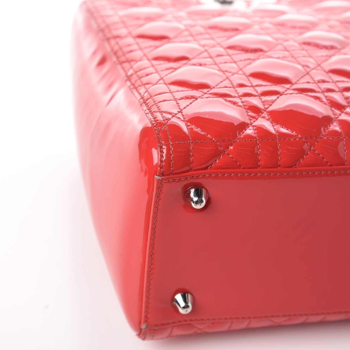 Patent Cannage Large Lady Dior Red
