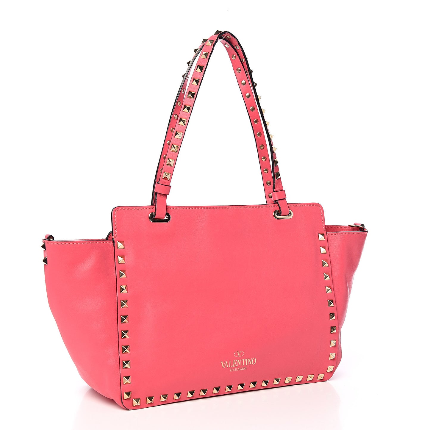 Vitello Small Rockstud Tote Deep Rose