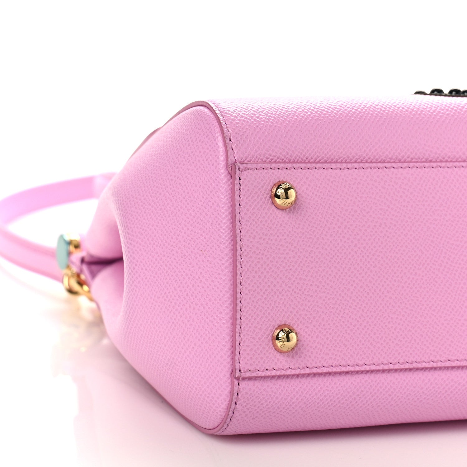 Dolce & Gabbana Dauphine Studded Medium DG Family Patch Miss Sicily Satchel Pink 8 of 10