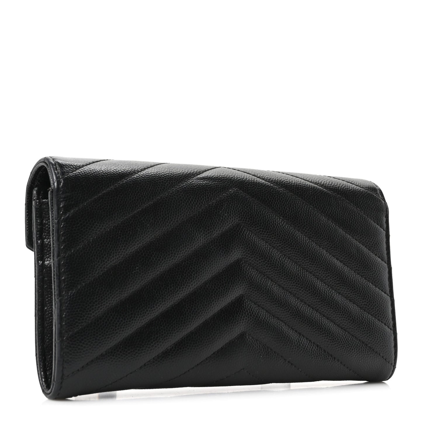 Grain De Poudre Matelasse Chevron Monogram Flap Wallet Black