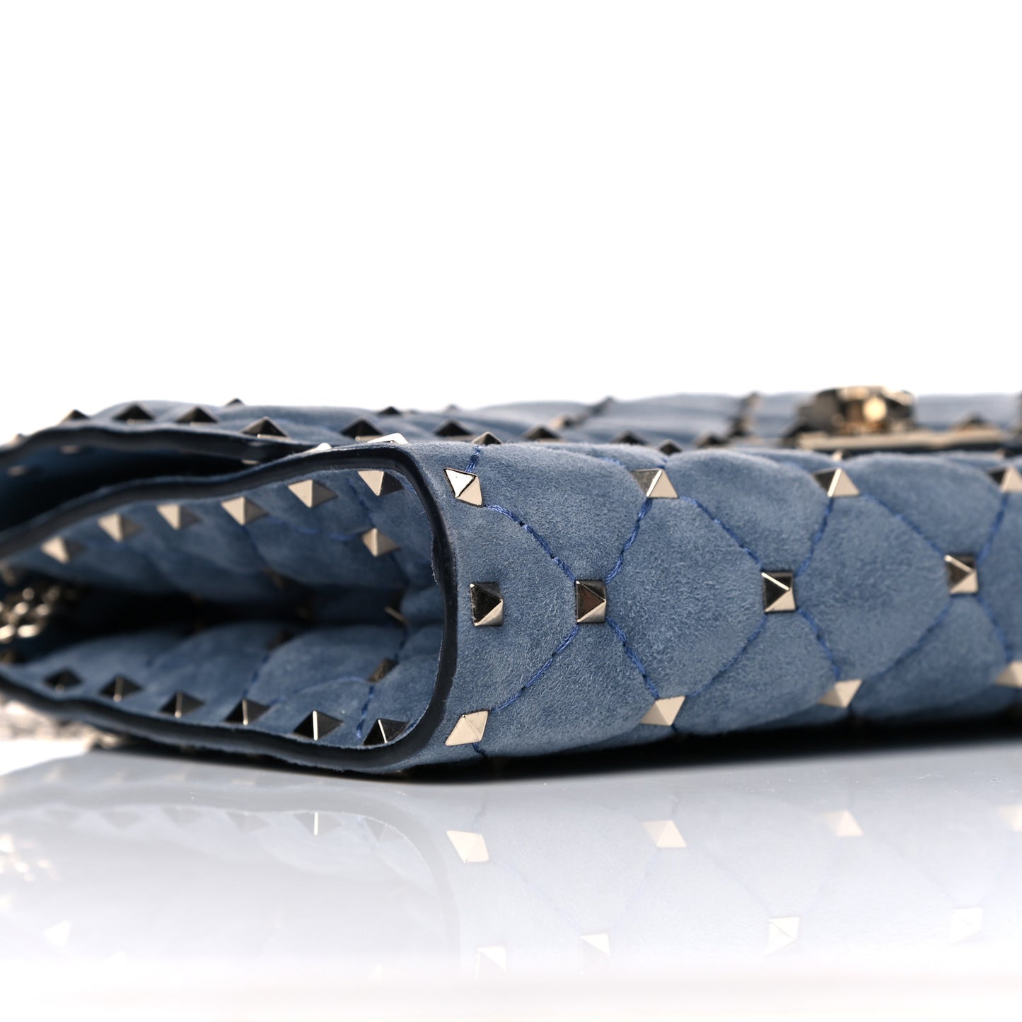 Suede Rockstud Spike Wallet on Chain Bright Blue