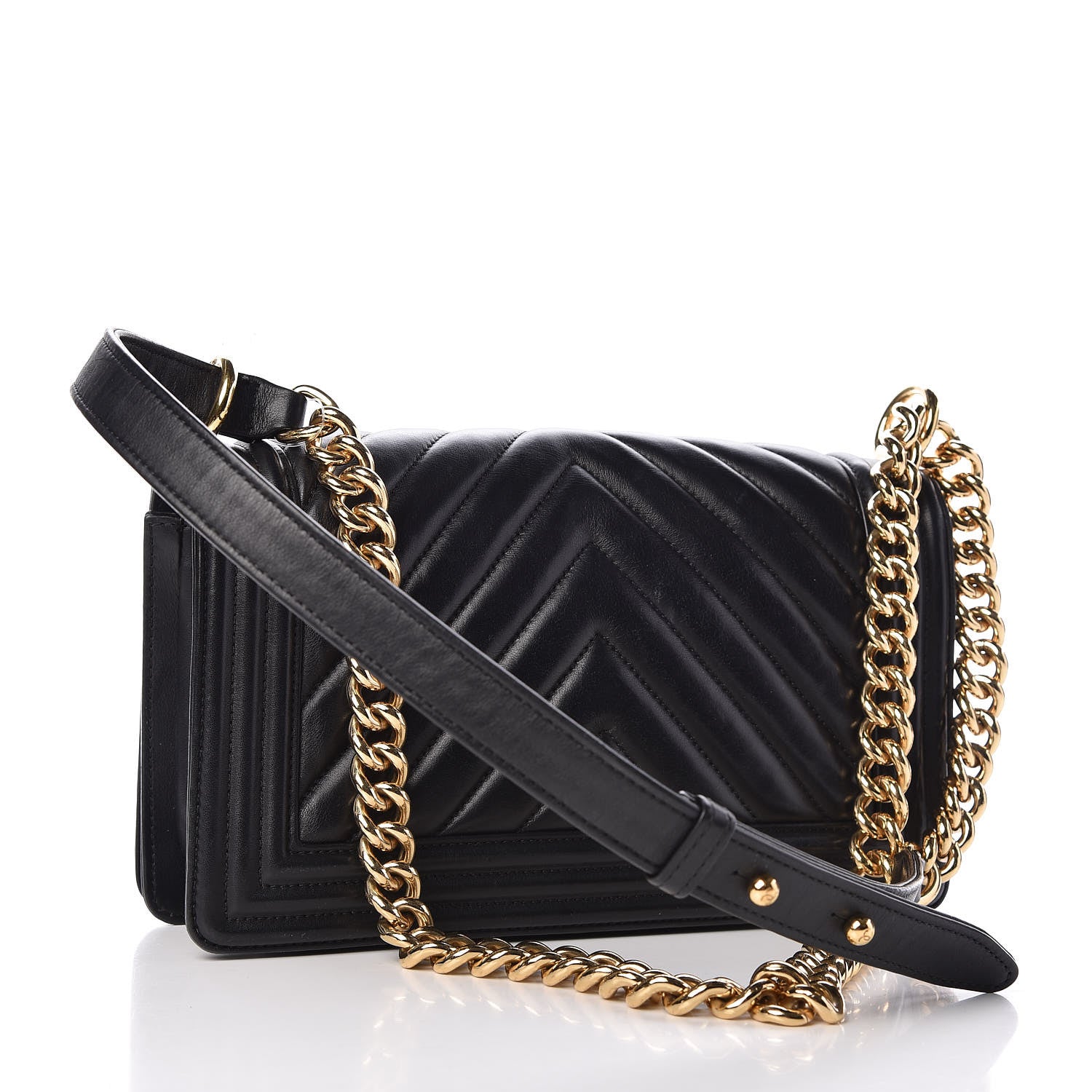 Chanel Lambskin Chevron Medium Boy Flap Black 3 of 12