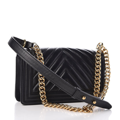 Chanel Lambskin Chevron Medium Boy Flap Black 3 of 12