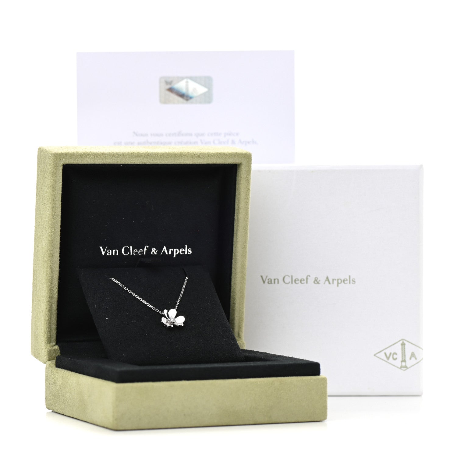 Van Cleef & Arpels 18K White Gold Diamond Mini Frivole Pendant Necklace 7 of 7