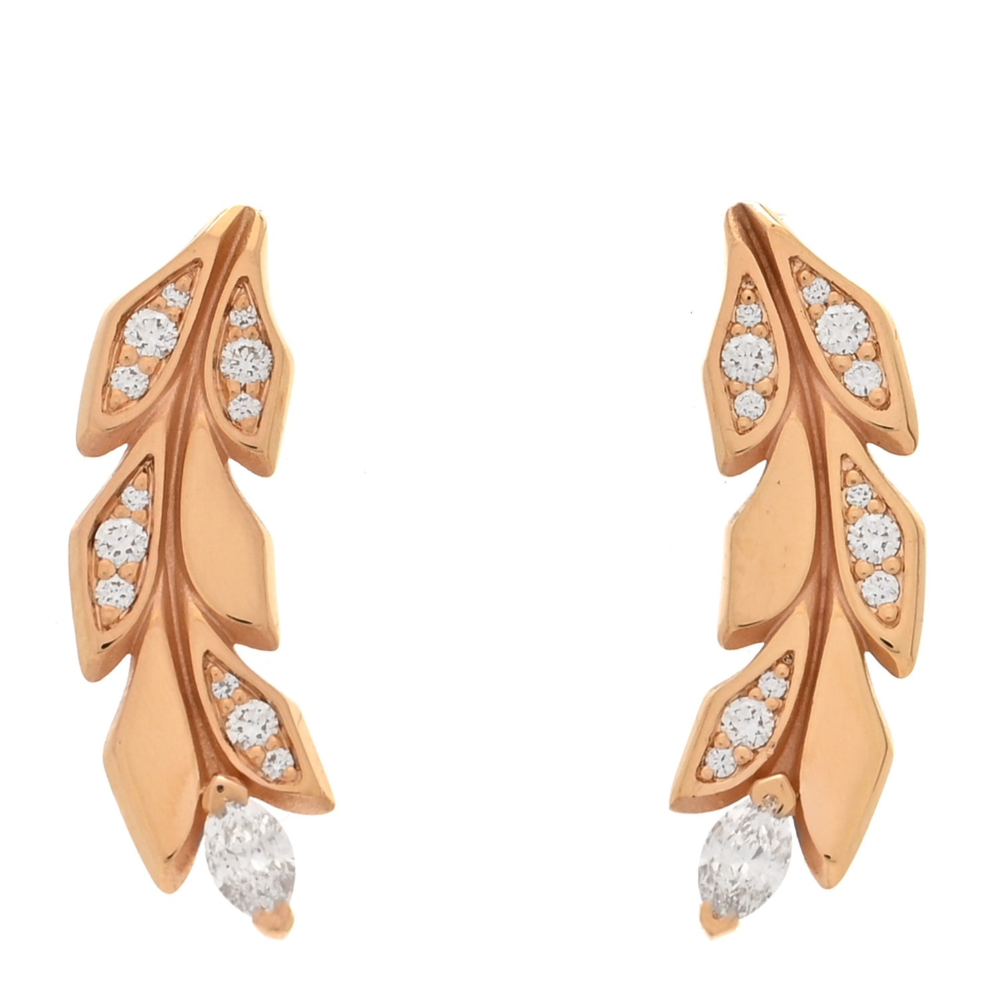18K Rose Gold Diamond Victoria Vine Climber Earrings