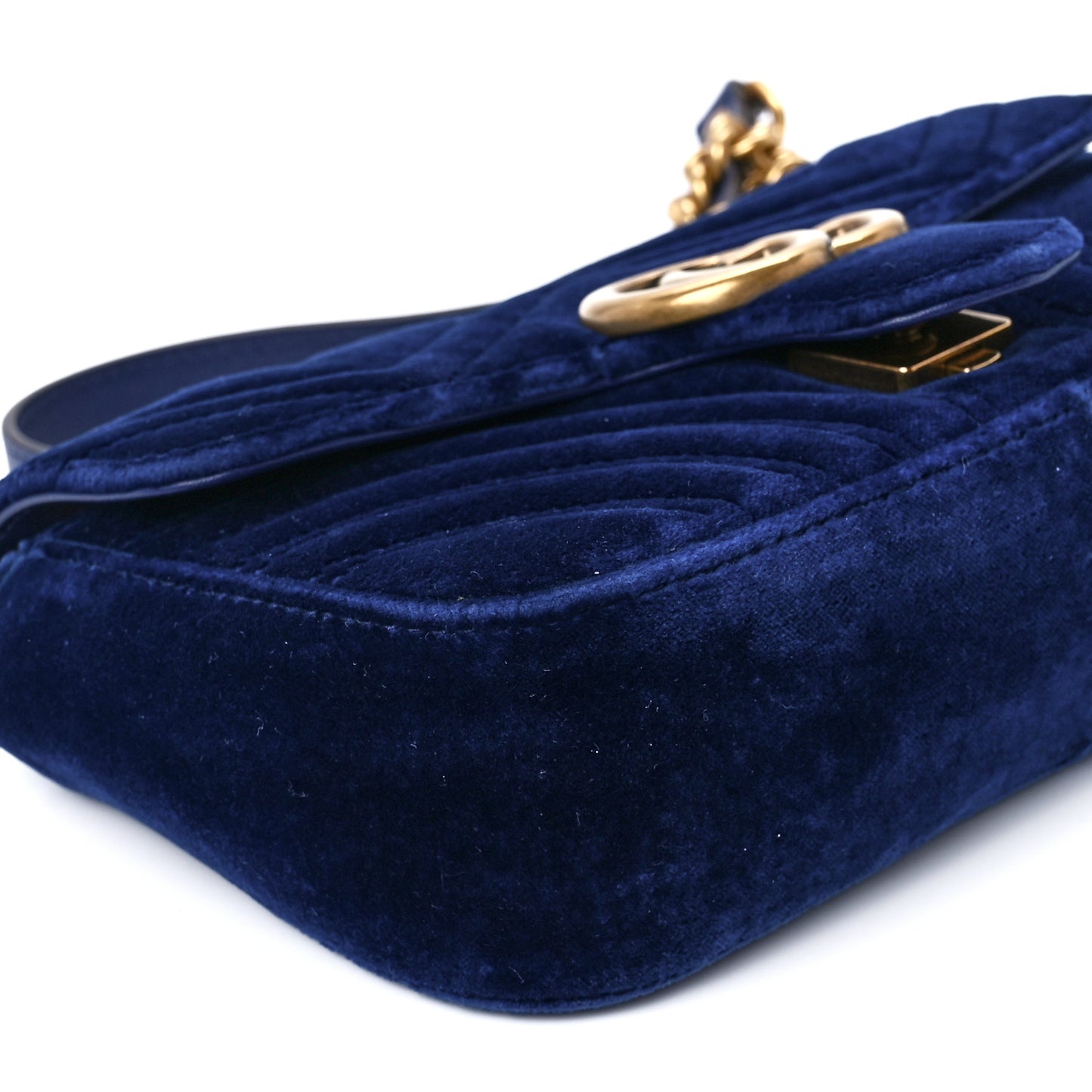 Velvet Matelasse Mini GG Marmont Shoulder Bag Cobalt Blue