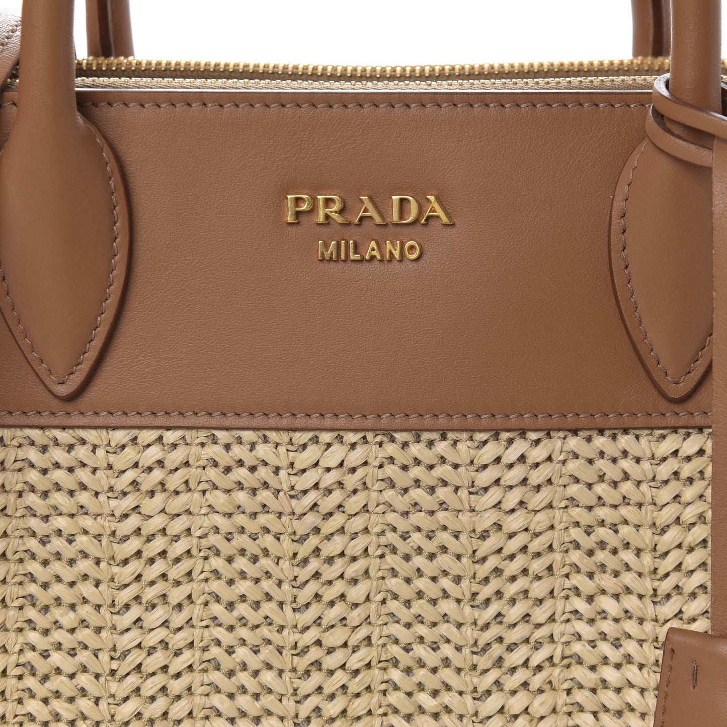 Raffia City Calfskin Whipstitch Medium Paradigme Bag Naturale Caramel
