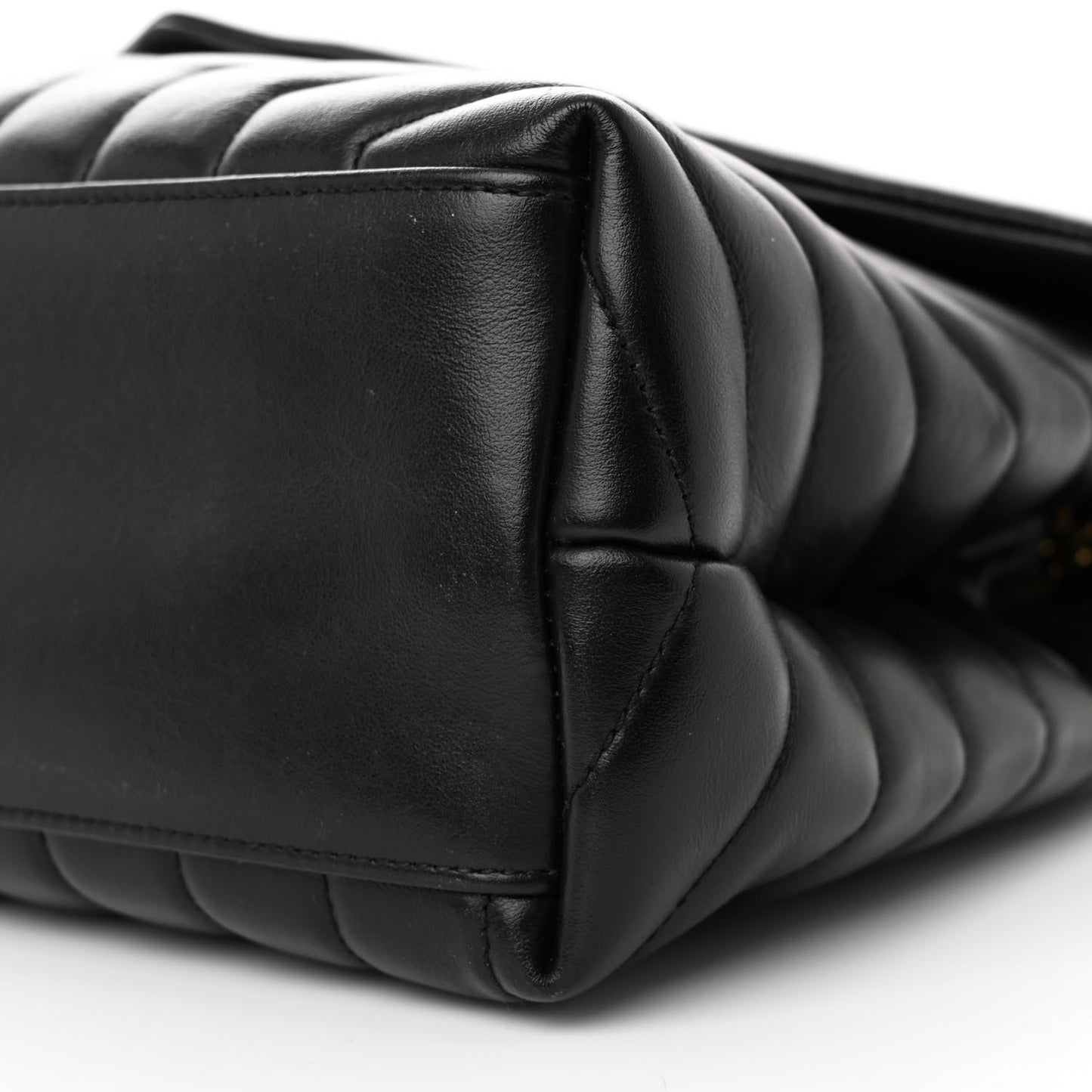 Calfskin Y Quilted Monogram Medium Loulou Chain Satchel Black