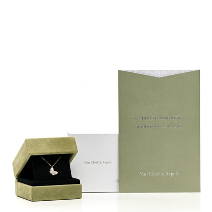 Van Cleef & Arpels 18K Yellow Gold Mother of Pearl Sweet Alhambra Butterfly Pendant Necklace 6 of 6