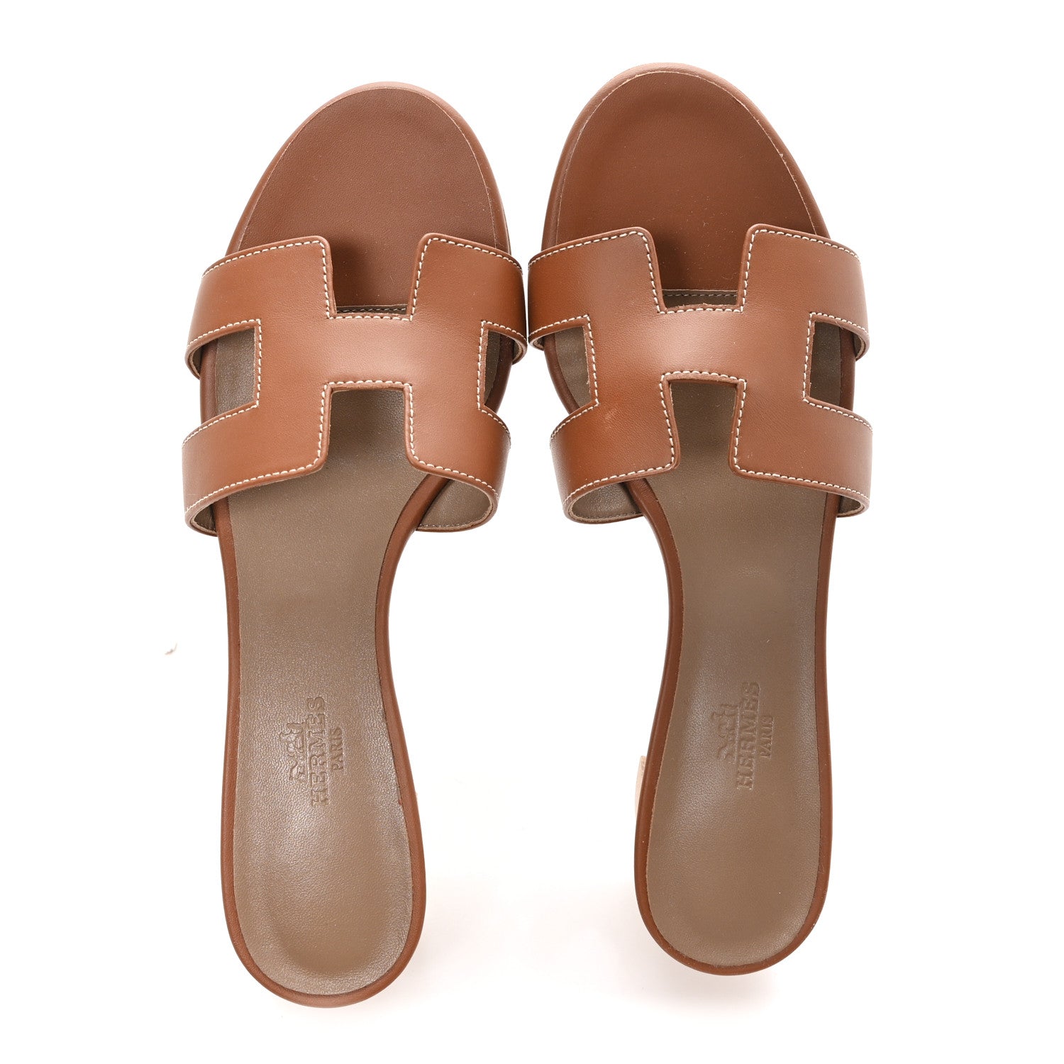 Hermes Calfskin Oasis Sandals 39 Gold 2 of 9